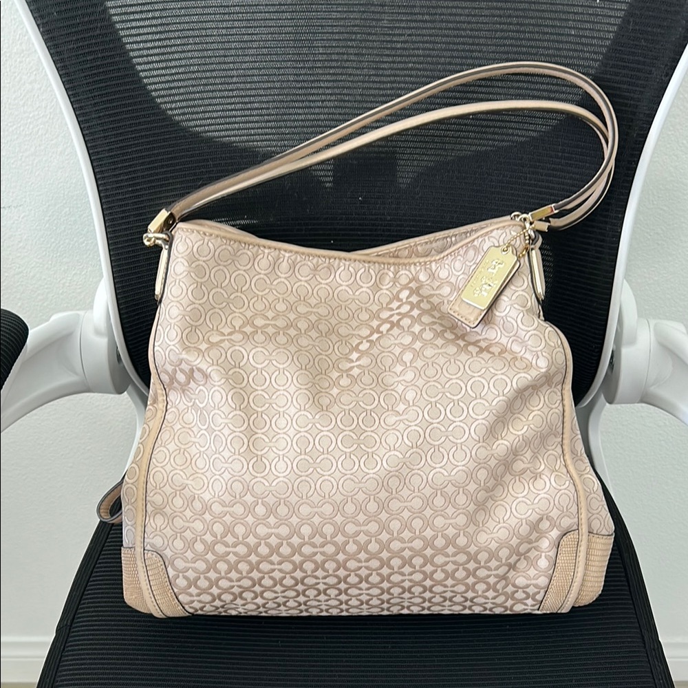 Coach Beige Signature Shoulder Bag